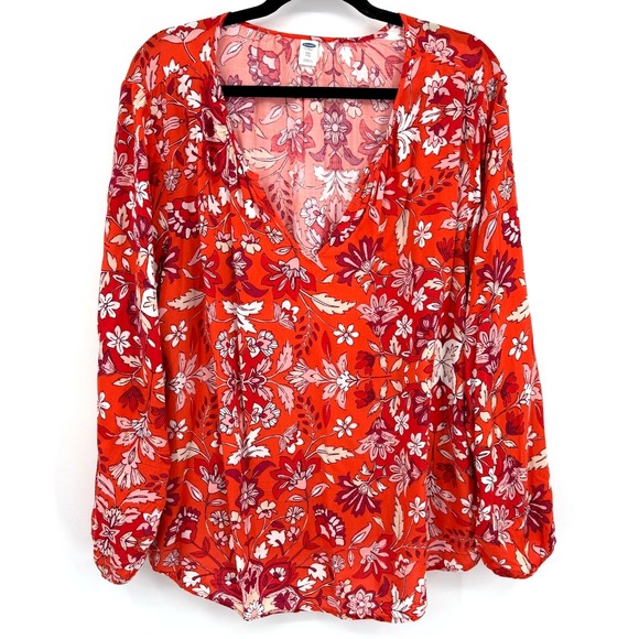 Old Navy Tops - Old Navy Peasant Top Womens XXL TTG Orange Boho Cottagecore Romantic Floral Fall